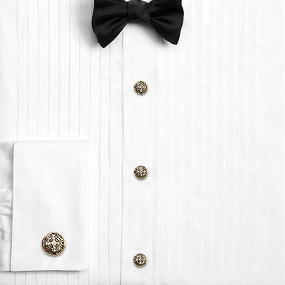 HAWSON Gold Cufflinks and Tuxedo Studs for Men Boy with Gift Box, Suitable for Black Suit White Shirt Bow Tie Vest, Mens Jewelry or Accessories on Wedding Birthday Anniversary Father's Day