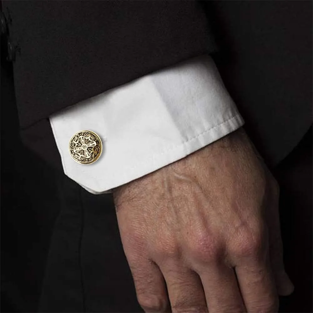 HAWSON Gold Cufflinks and Tuxedo Studs for Men Boy with Gift Box, Suitable for Black Suit White Shirt Bow Tie Vest, Mens Jewelry or Accessories on Wedding Birthday Anniversary Father's Day