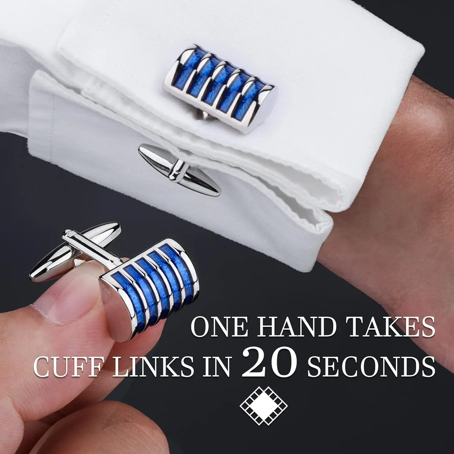 HAWSON Mens Cufflinks and Tuxedo Studs Set in Gift Box, Easy to Wear, Gifts or Jewelry for Men, Wedding Accessories, Designed