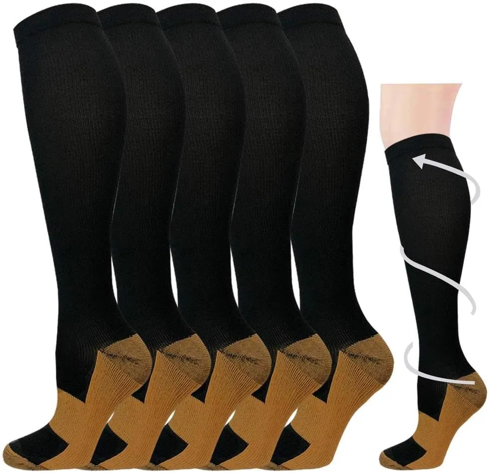 Hi Clasmix Graduated Compression Socks for Women&Men Wide Calf Comfort Best for Circulation,Pregnancy,Media,Nurse,Running,Travel