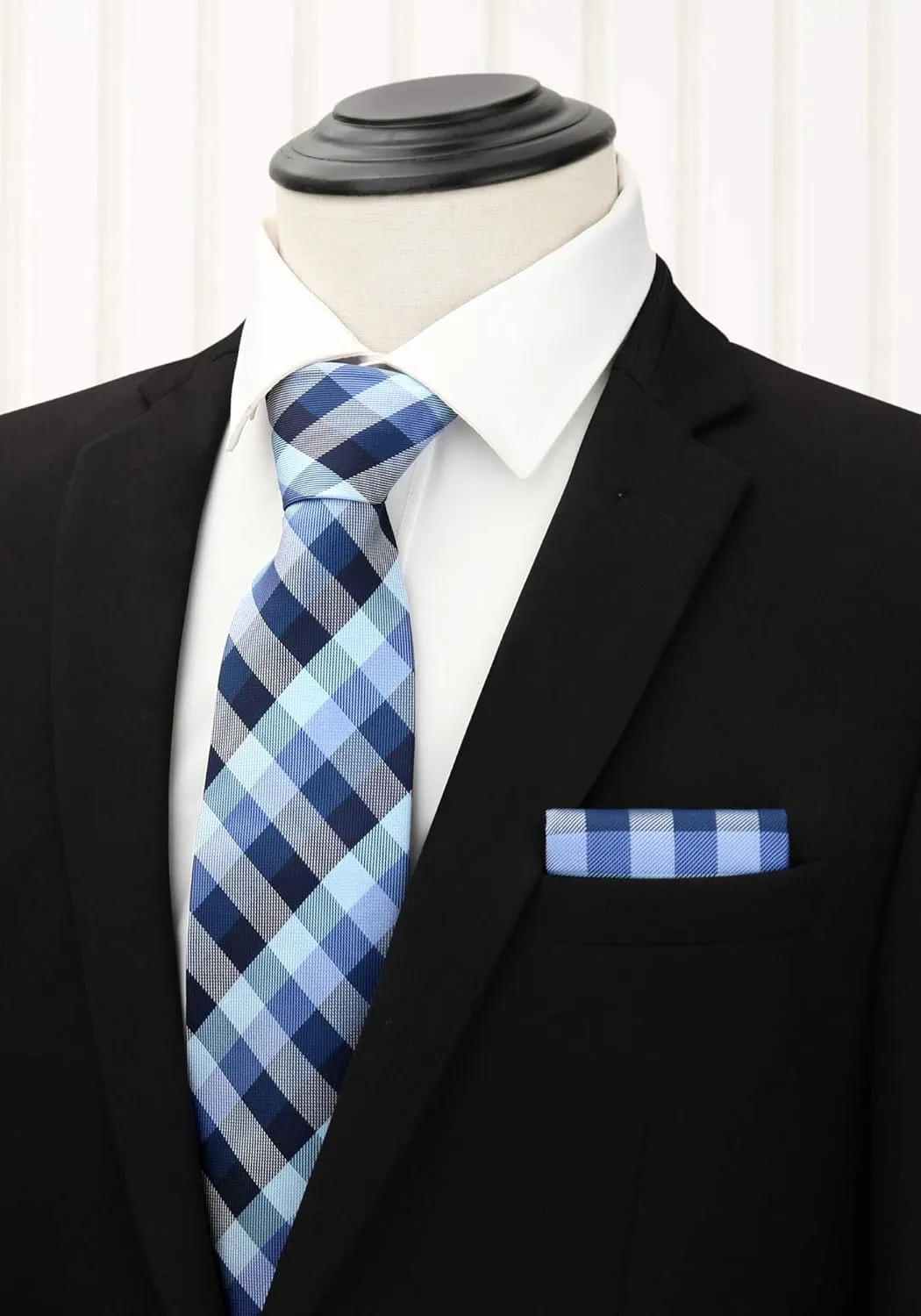 HISDERN Mens Ties Set 5PCS Collection Tie with Pocket Sqaure Formal Business Necktie Present Box Neckties Set for Men