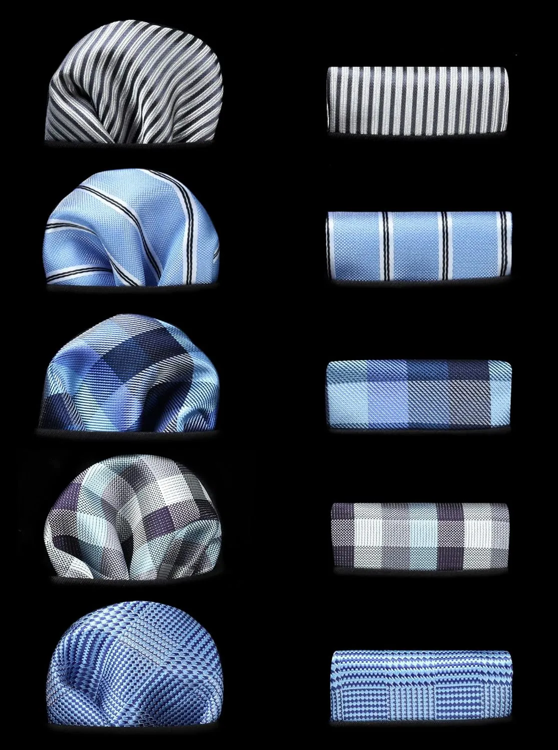 HISDERN Mens Ties Set 5PCS Collection Tie with Pocket Sqaure Formal Business Necktie Present Box Neckties Set for Men