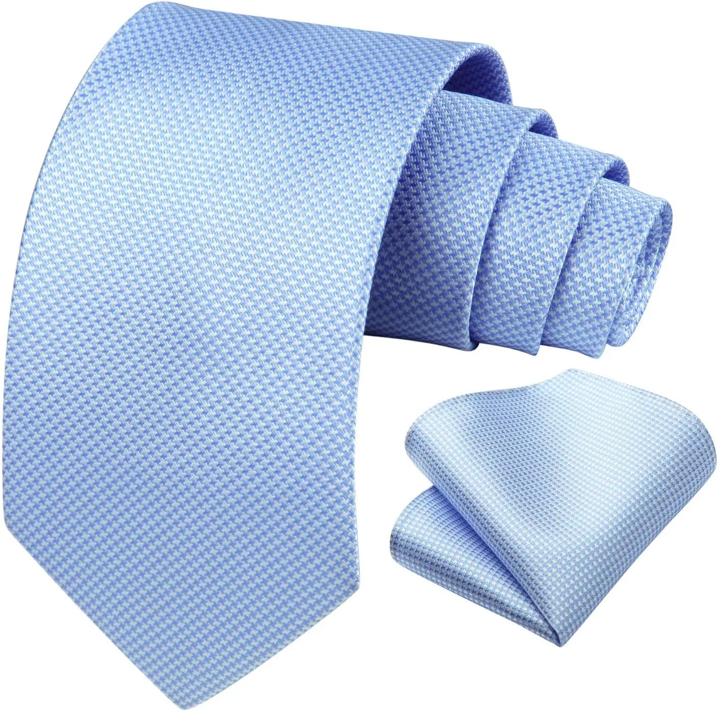 HISDERN Ties for Men Solid Houndstooth Neckties Handkerchief Formal Business Tie & Pocket Square Set Wedding Party