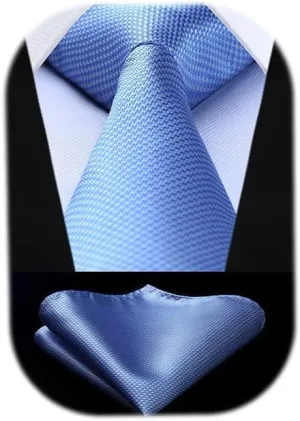 HISDERN Ties for Men Solid Houndstooth Neckties Handkerchief Formal Business Tie & Pocket Square Set Wedding Party