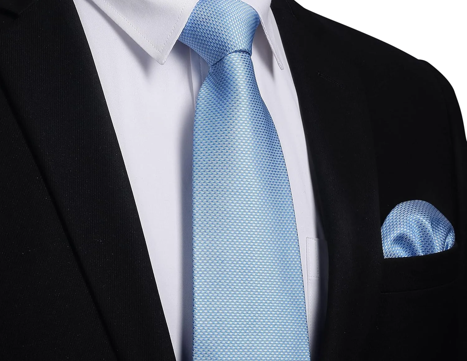 HISDERN Ties for Men Solid Houndstooth Neckties Handkerchief Formal Business Tie & Pocket Square Set Wedding Party