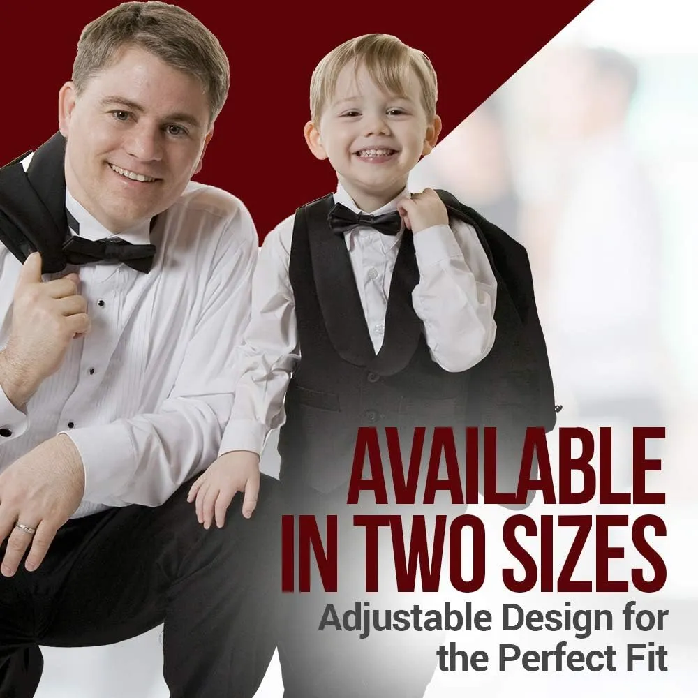 HOLD'EM Bow Tie For Boys and Baby Satin look Solid Color Adjustable Pre-tied