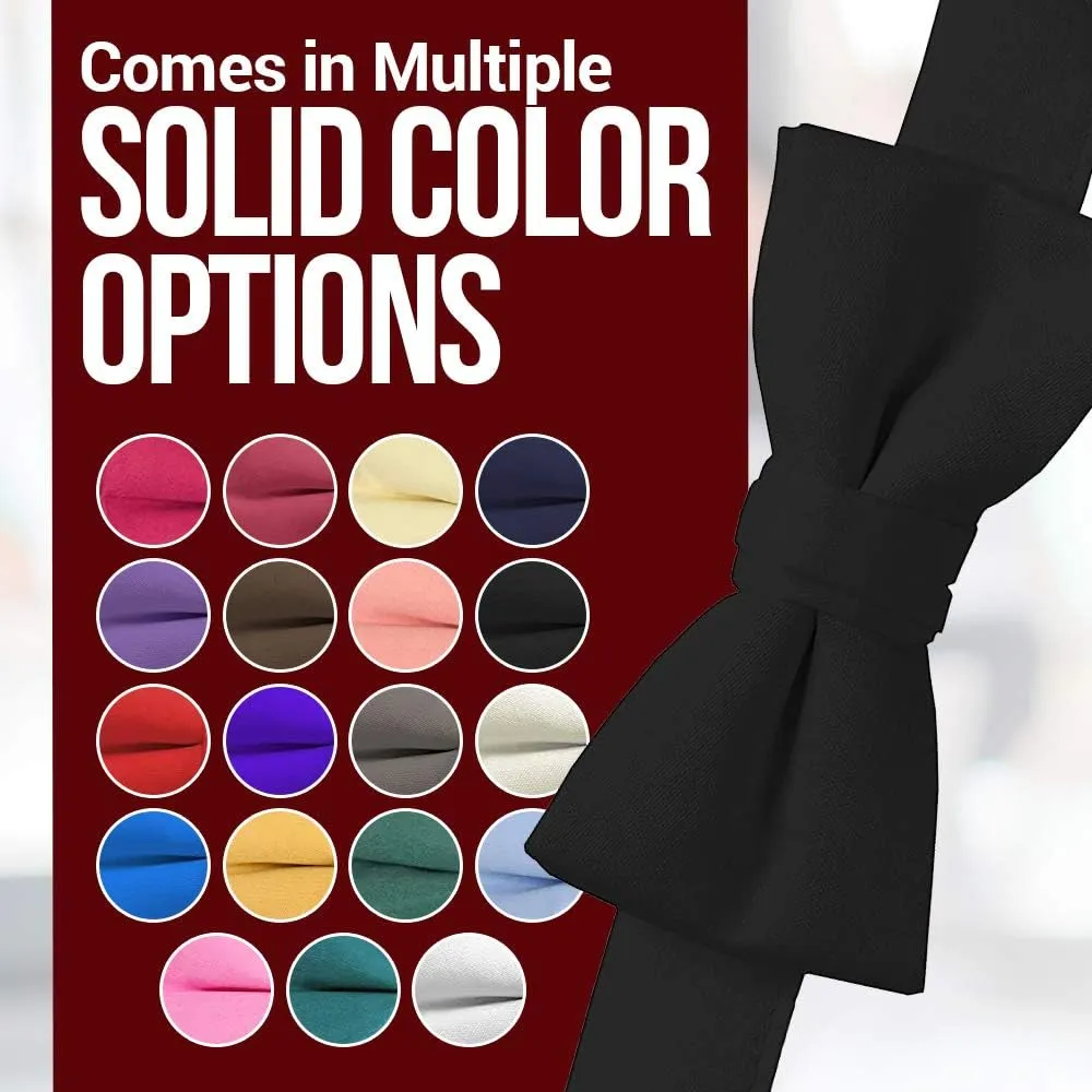 HOLD'EM Bow Tie For Boys and Baby Satin look Solid Color Adjustable Pre-tied