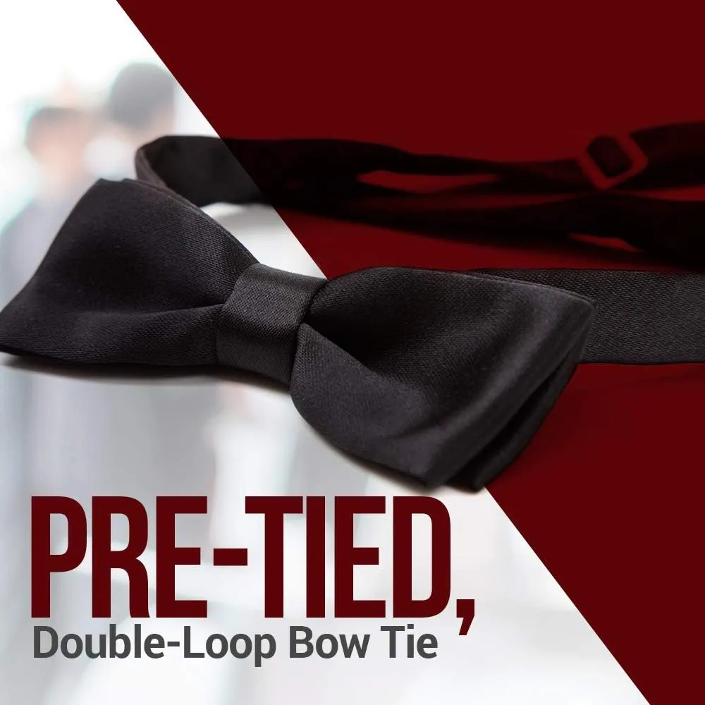 HOLD'EM Bow Tie For Boys and Baby Satin look Solid Color Adjustable Pre-tied