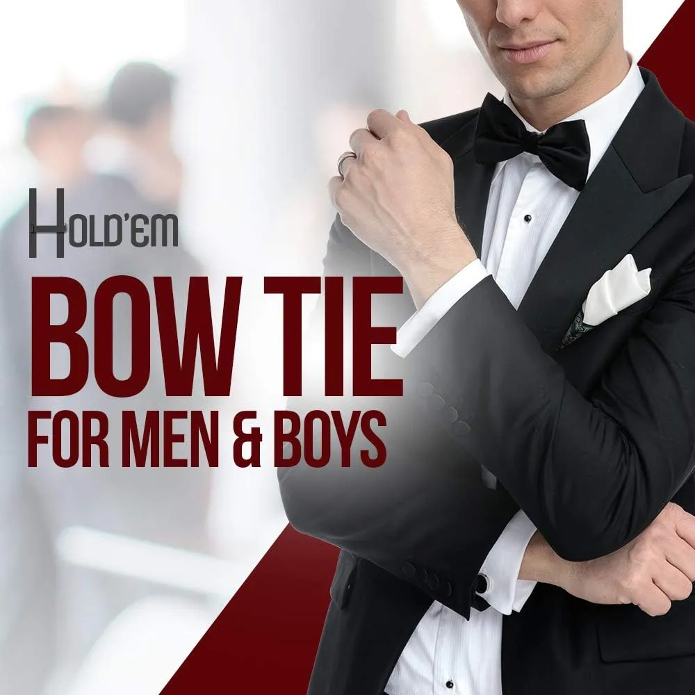HOLD'EM Bow Tie For Boys and Baby Satin look Solid Color Adjustable Pre-tied