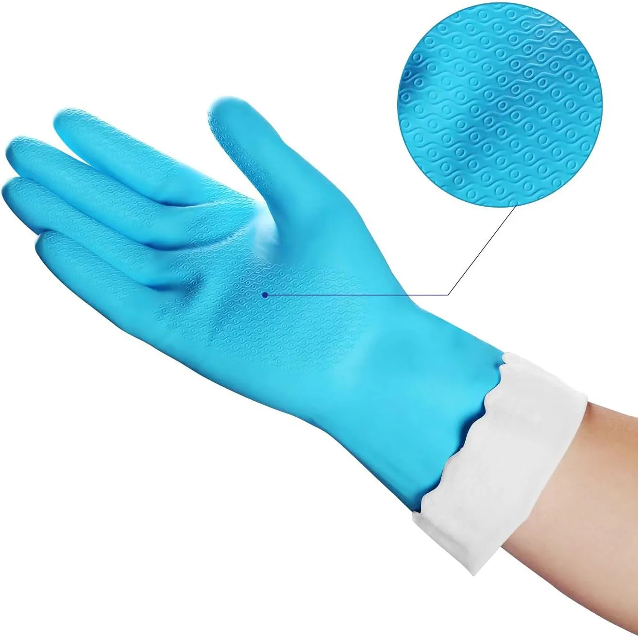 HSL Household Cleaning Gloves - 2 Pairs Reusable Kitchen Dishwashing Gloves with Latex Free, Cotton lining, Waterproof, Non-Slip, Ideal for Dishes, Household Chores, and Gardening (Medium)