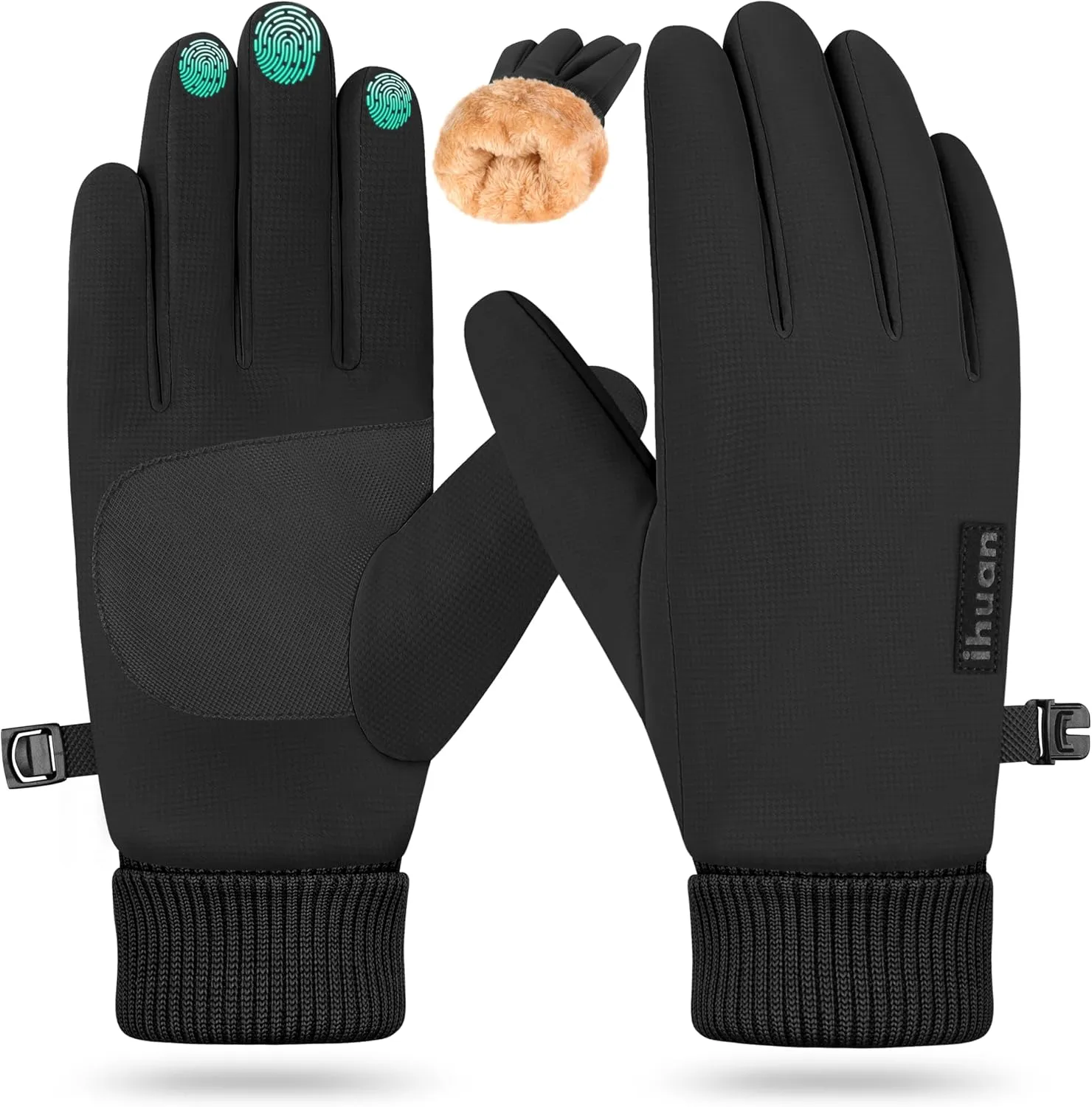ihuan Winter Waterproof Gloves for Men Women Snow Ski - Cold Weather for Running Cycling, Warm Thermal Touchscreen Finger
