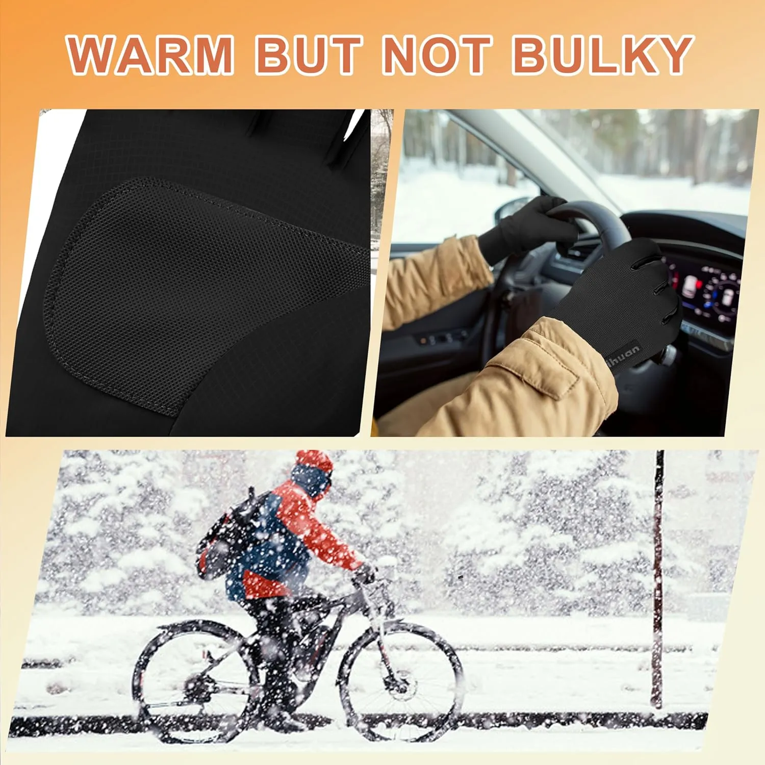 ihuan Winter Waterproof Gloves for Men Women Snow Ski - Cold Weather for Running Cycling, Warm Thermal Touchscreen Finger
