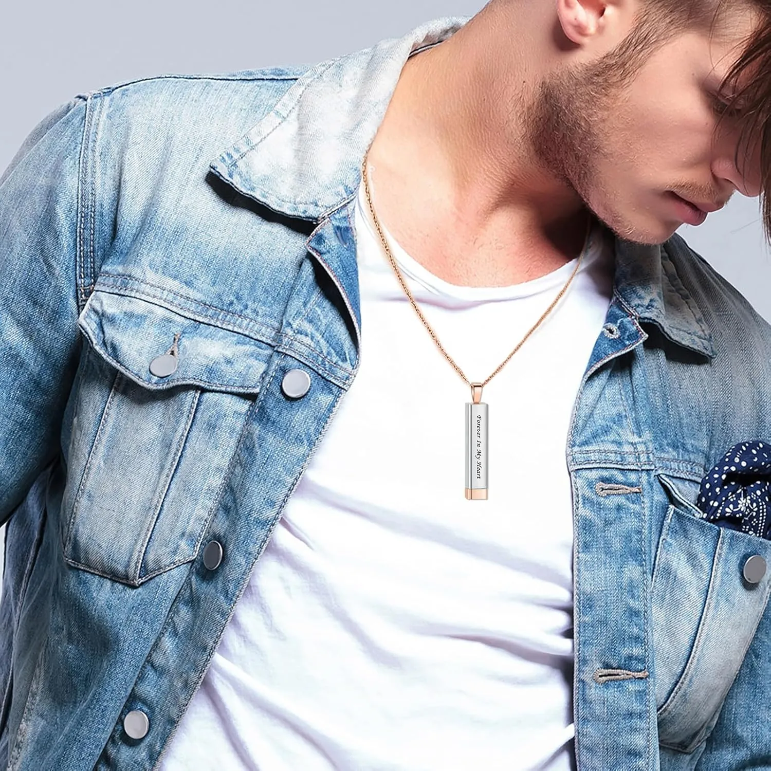 Imrsanl Forever In My Heart Urn Necklaces for Ashes for Women Men Cremation Jewelry Stainess Steel Bar Memorial Locket Pendant Loved Ones Funeral Keepsake