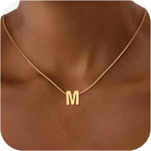 Initial Necklace for Women Girls - Dainty 18K Gold Plated Initial Letter Necklace Teen Girls Gifts Trendy Stuff Tiny A-Z Pendant Necklace Birthday Gifts 5 6 7 8 9 10 Years Old Girl