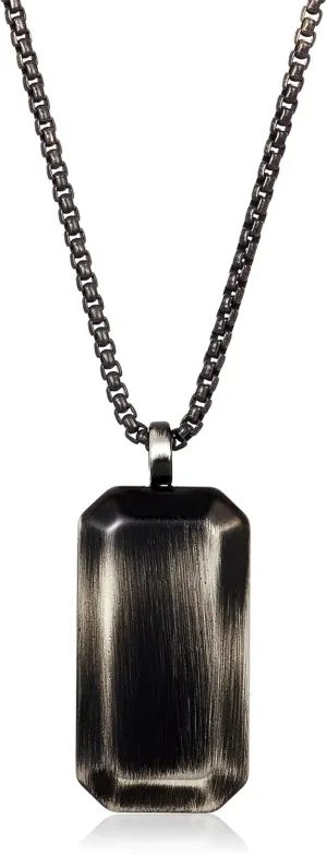 Invicta Jewelry Men's Small Beveled Edge Antiqued Dog Tag Necklace