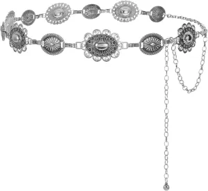 JASGOOD Western Metal Concho Chain Belt for Women Cowgirl Boho Waist Chain Country Concert Outfit for Dress