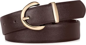 JASGOOD Women Leather Belt Fashion Ladies Waist Belt for Jeans Casual Faux Leather Belt with Gold Buckle