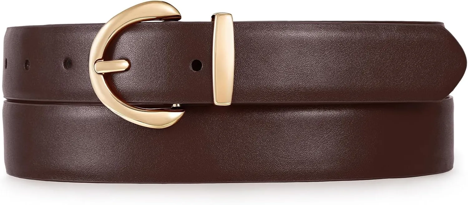 JASGOOD Women Leather Belt Fashion Ladies Waist Belt for Jeans Casual Faux Leather Belt with Gold Buckle