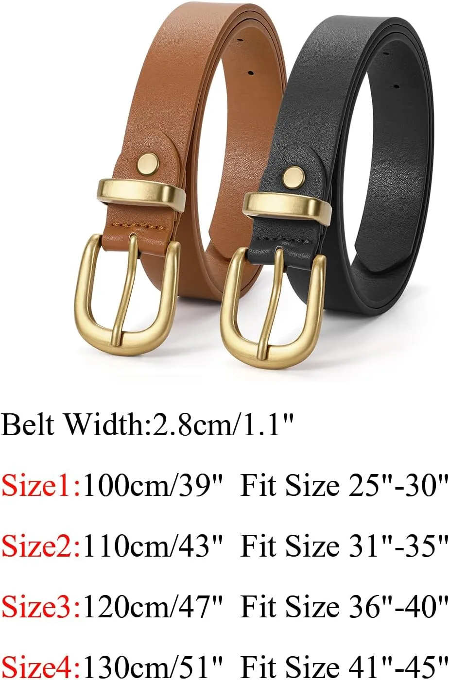 JASGOOD Womens Leather Belts for Jeans Pants 1.1" Width Vintage Ladies Belts for Dresses