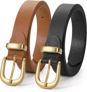 JASGOOD Womens Leather Belts for Jeans Pants 1.1" Width Vintage Ladies Belts for Dresses