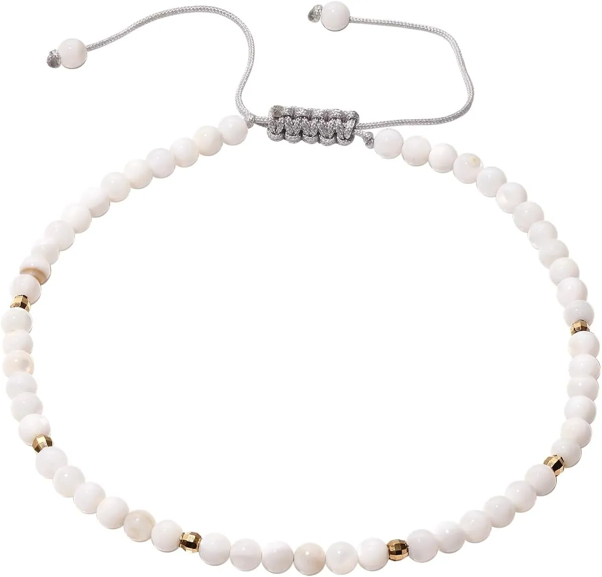 Jewever Gemstone Foot Anklet Bracelet for Women Beaded Stone Healing Energy Crystal Beach Foot Jewelry Adjustable(8.5-10 Inches)