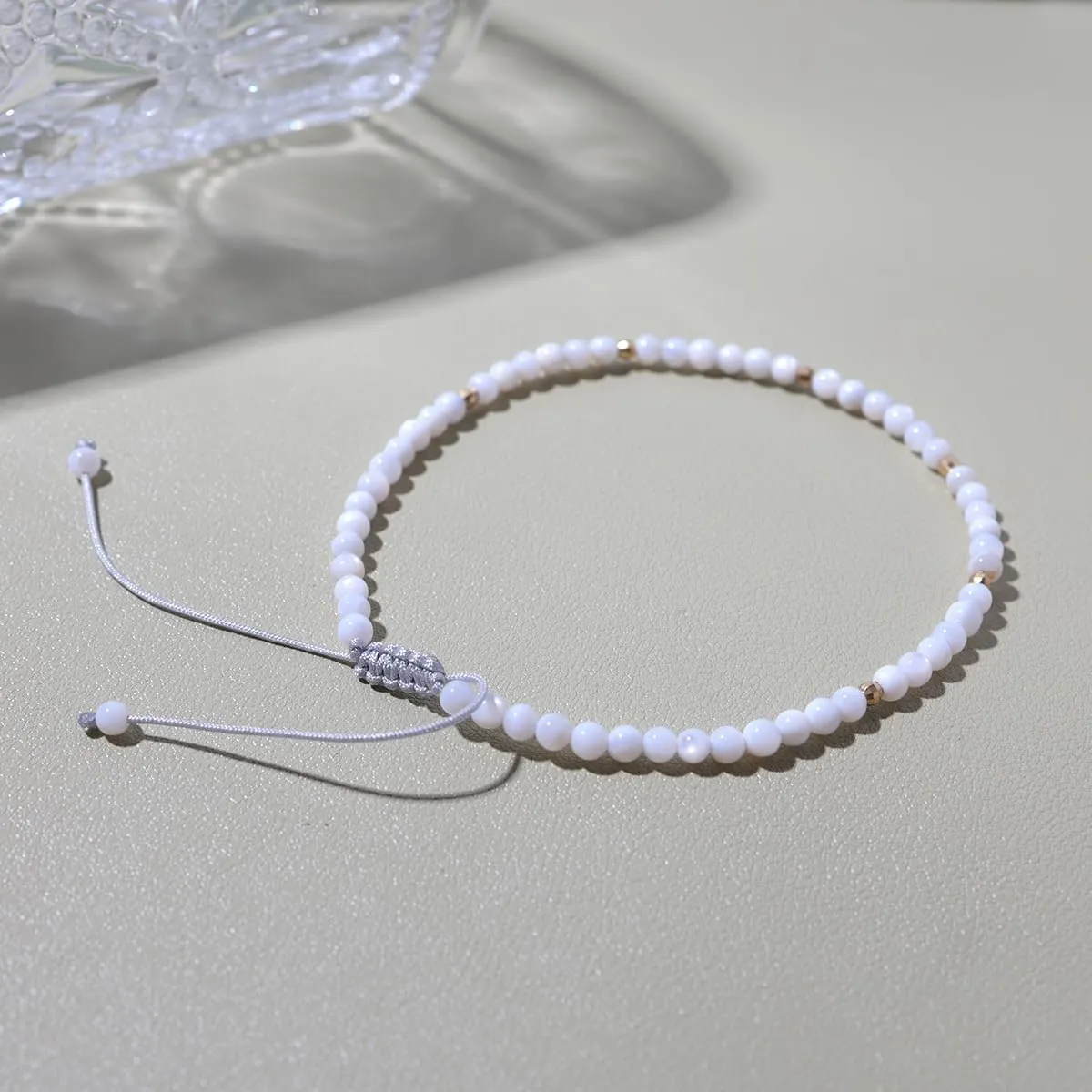 Jewever Gemstone Foot Anklet Bracelet for Women Beaded Stone Healing Energy Crystal Beach Foot Jewelry Adjustable(8.5-10 Inches)