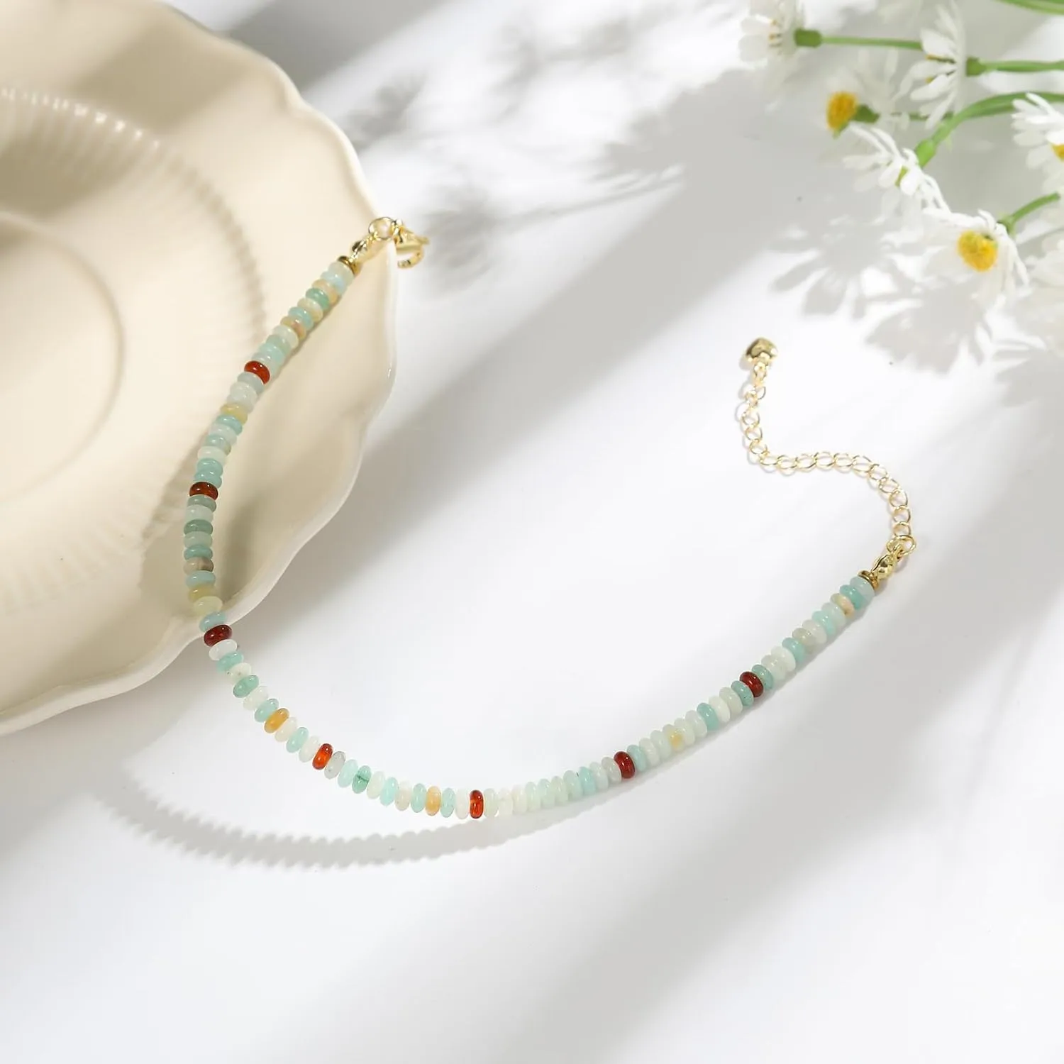 Jinxiuge Stone Beaded Anklets for Women Handmade Beach Boho Beads Ankle Bracelet Jewelry for Birthday Party Gift for Her