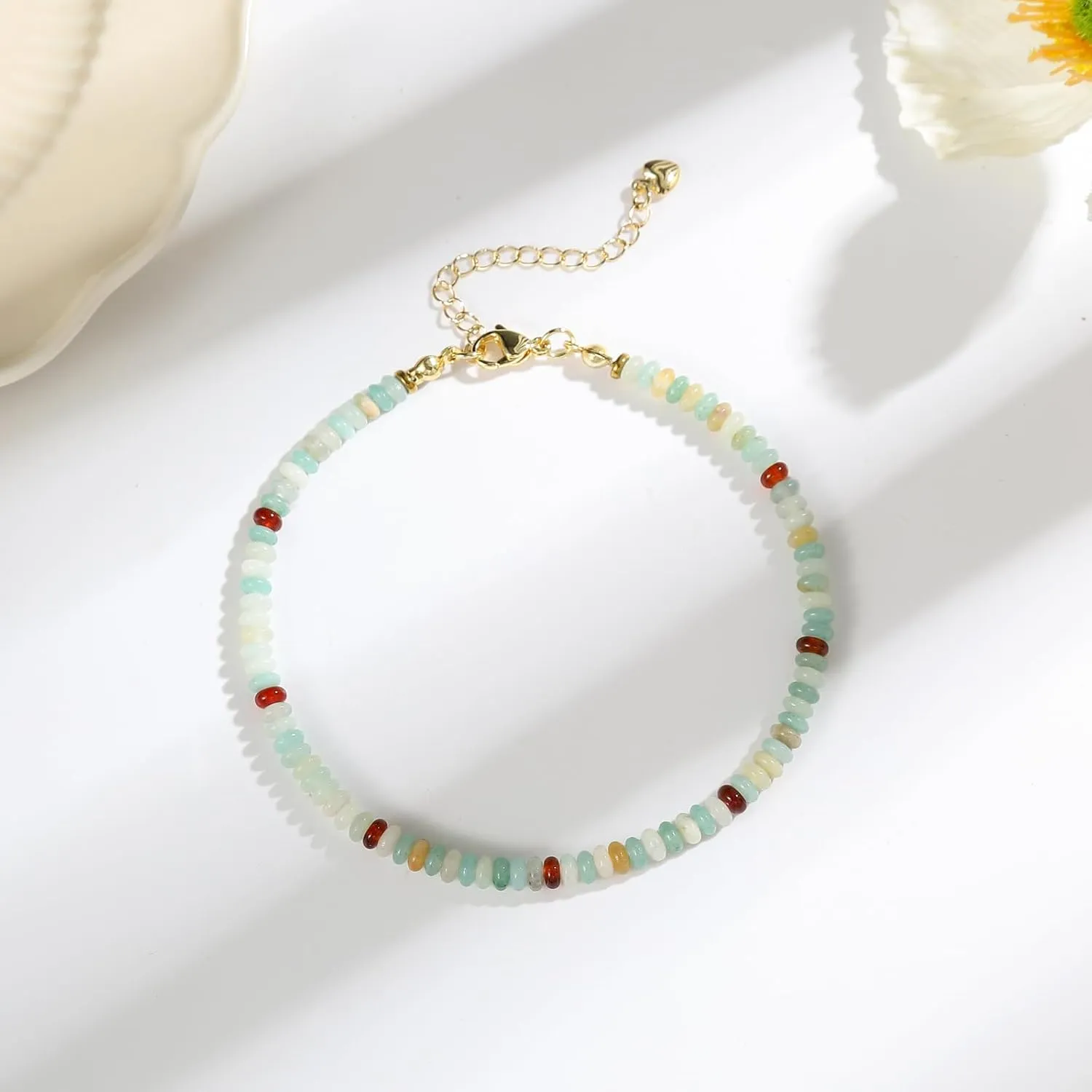 Jinxiuge Stone Beaded Anklets for Women Handmade Beach Boho Beads Ankle Bracelet Jewelry for Birthday Party Gift for Her