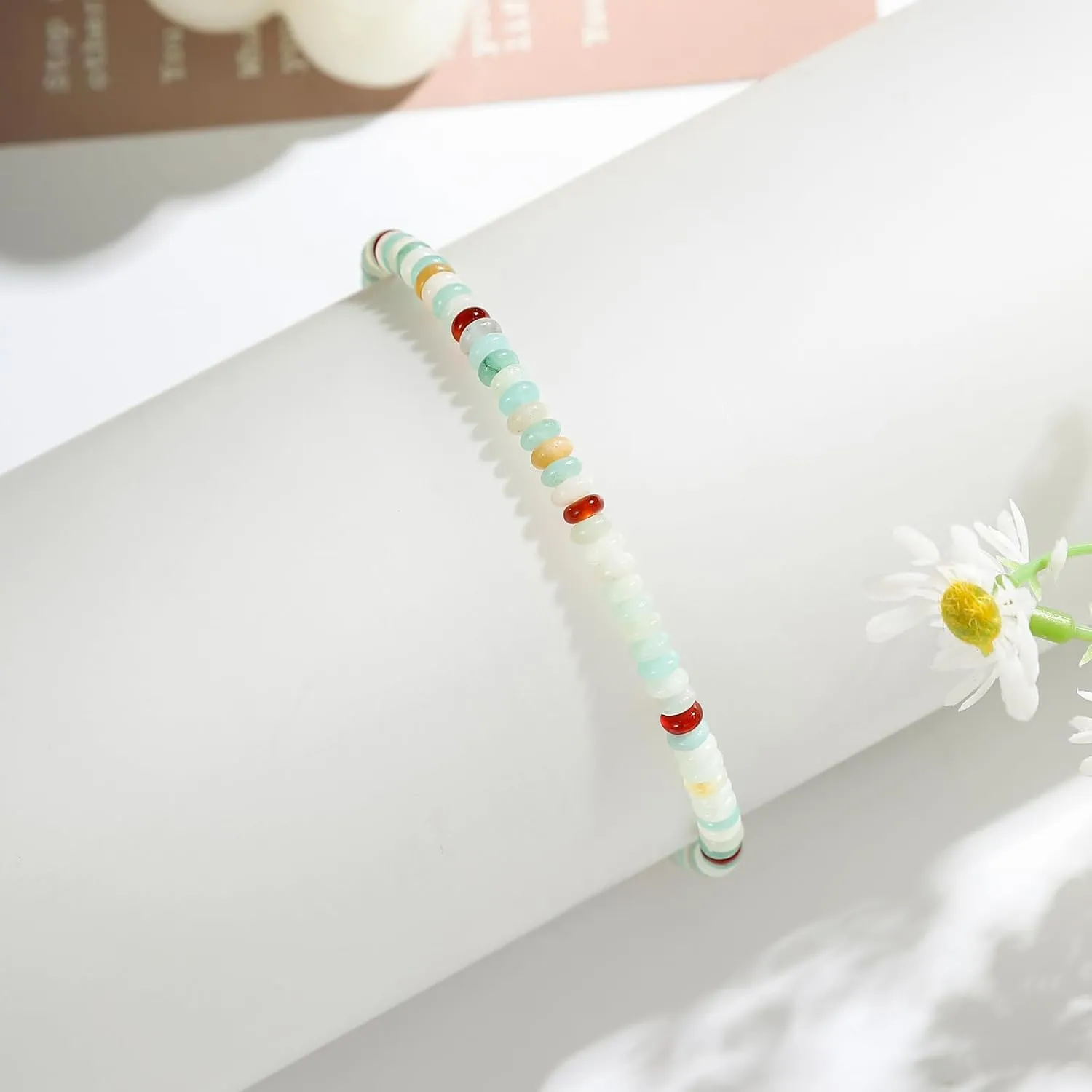 Jinxiuge Stone Beaded Anklets for Women Handmade Beach Boho Beads Ankle Bracelet Jewelry for Birthday Party Gift for Her