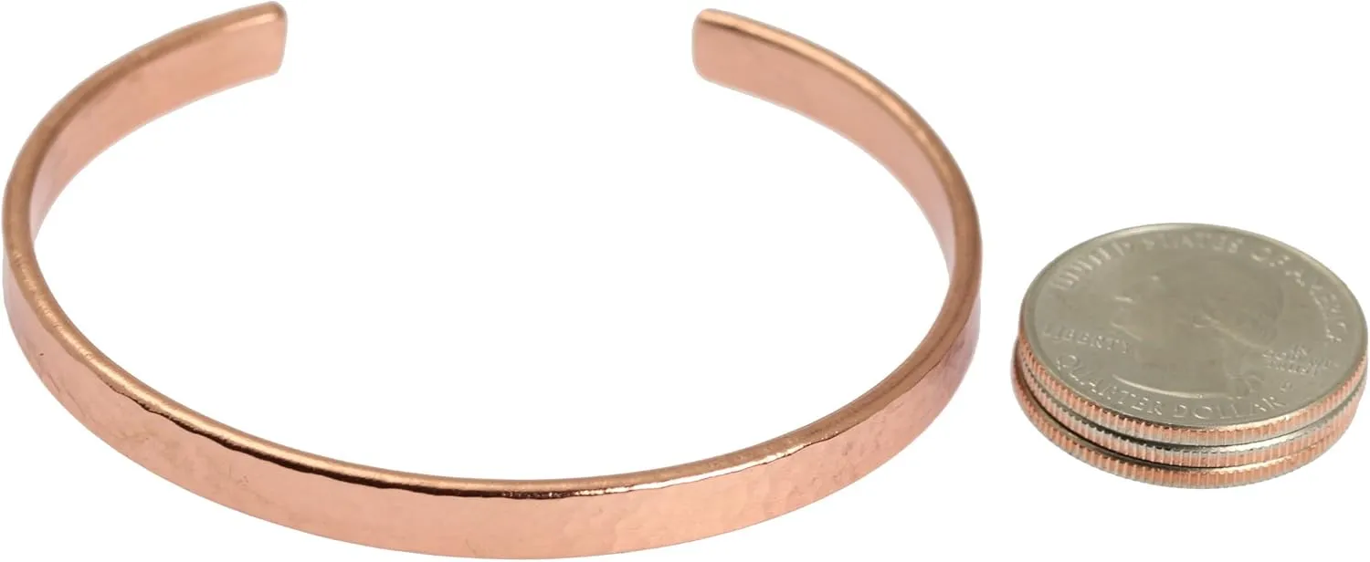 John S. Brana Hammered Copper Cuff Bracelet - Lightweight - 100% Uncoated Solid Copper