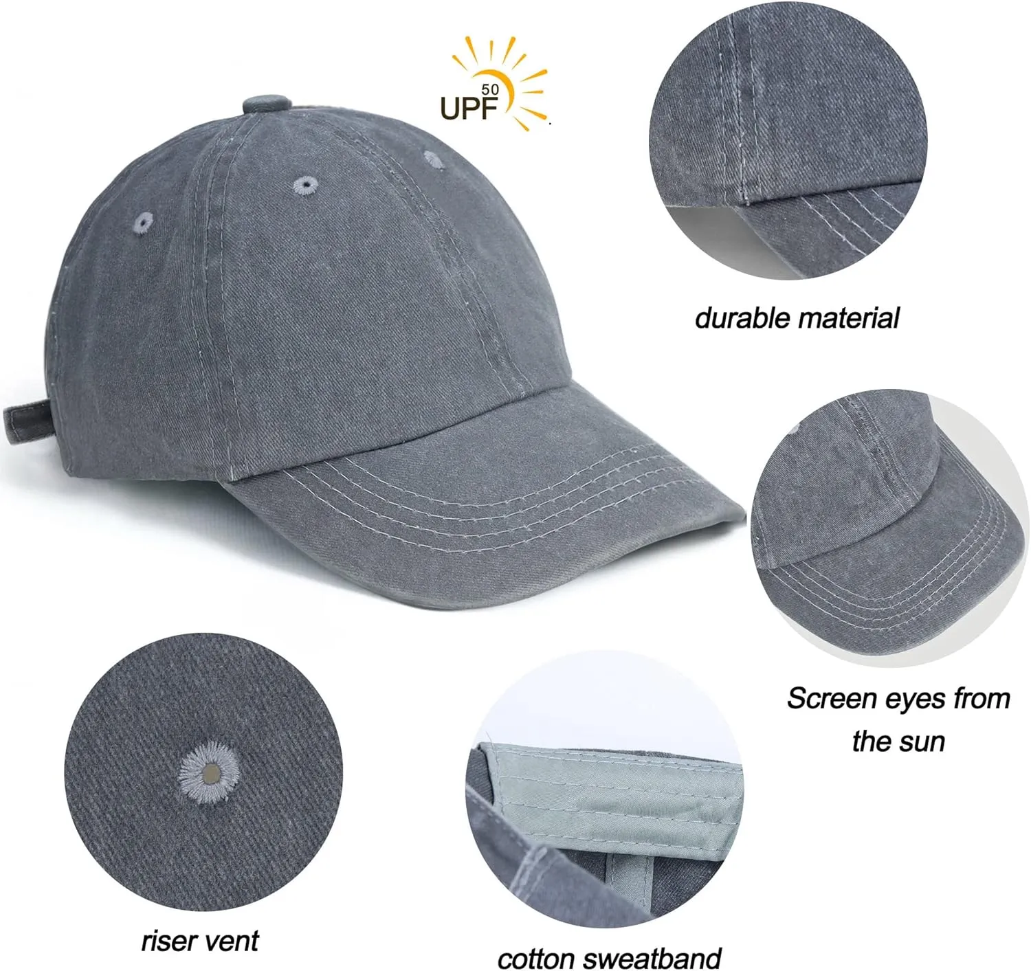 Kids Distresed-Washed Baseball Hat Infant Toddler Baby Boy Girl Hats Distresed for 2-8 Years