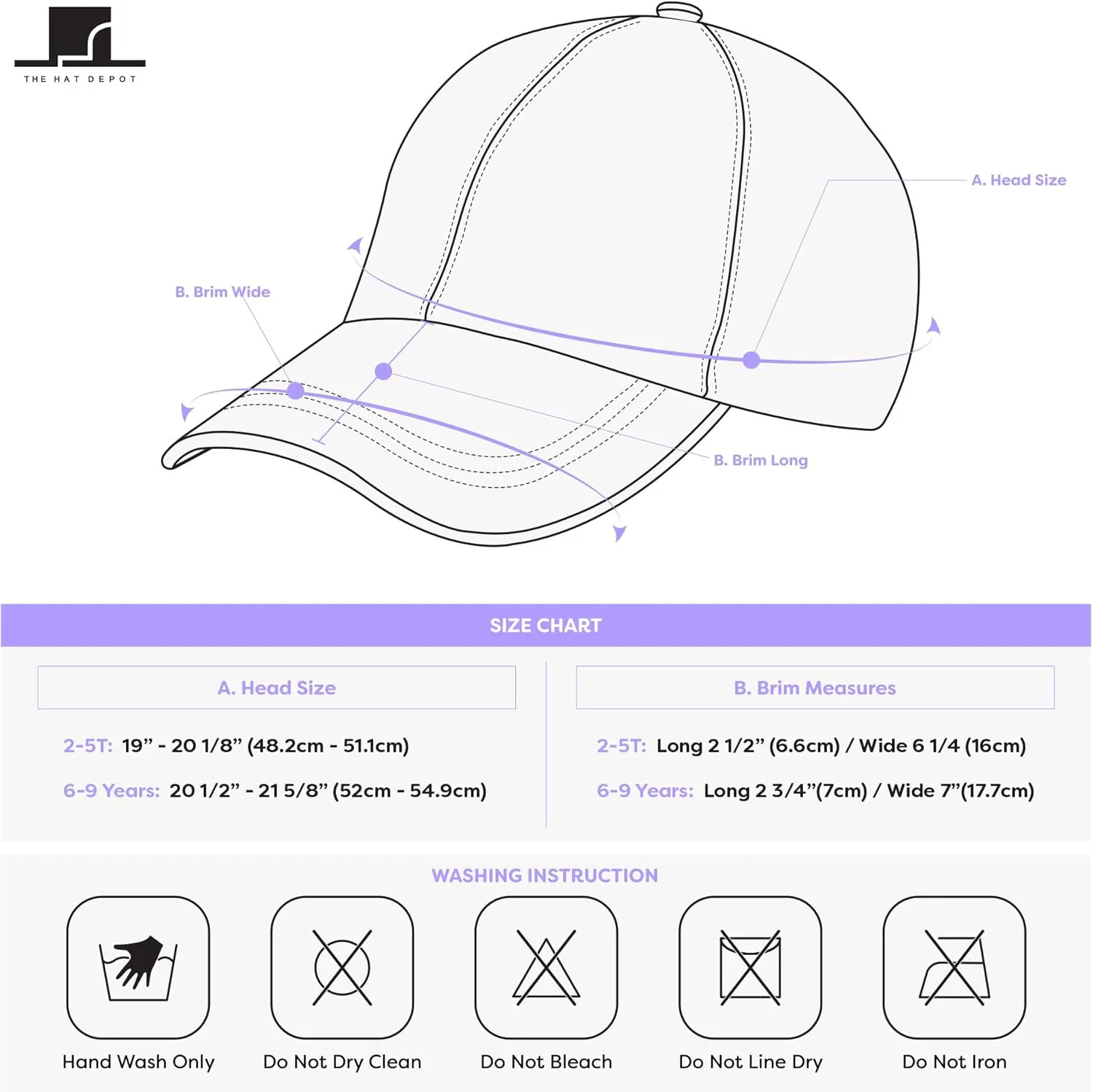 Kids Washed Low Profile Cotton and Denim UPF 50  Plain Baseball Cap Hat