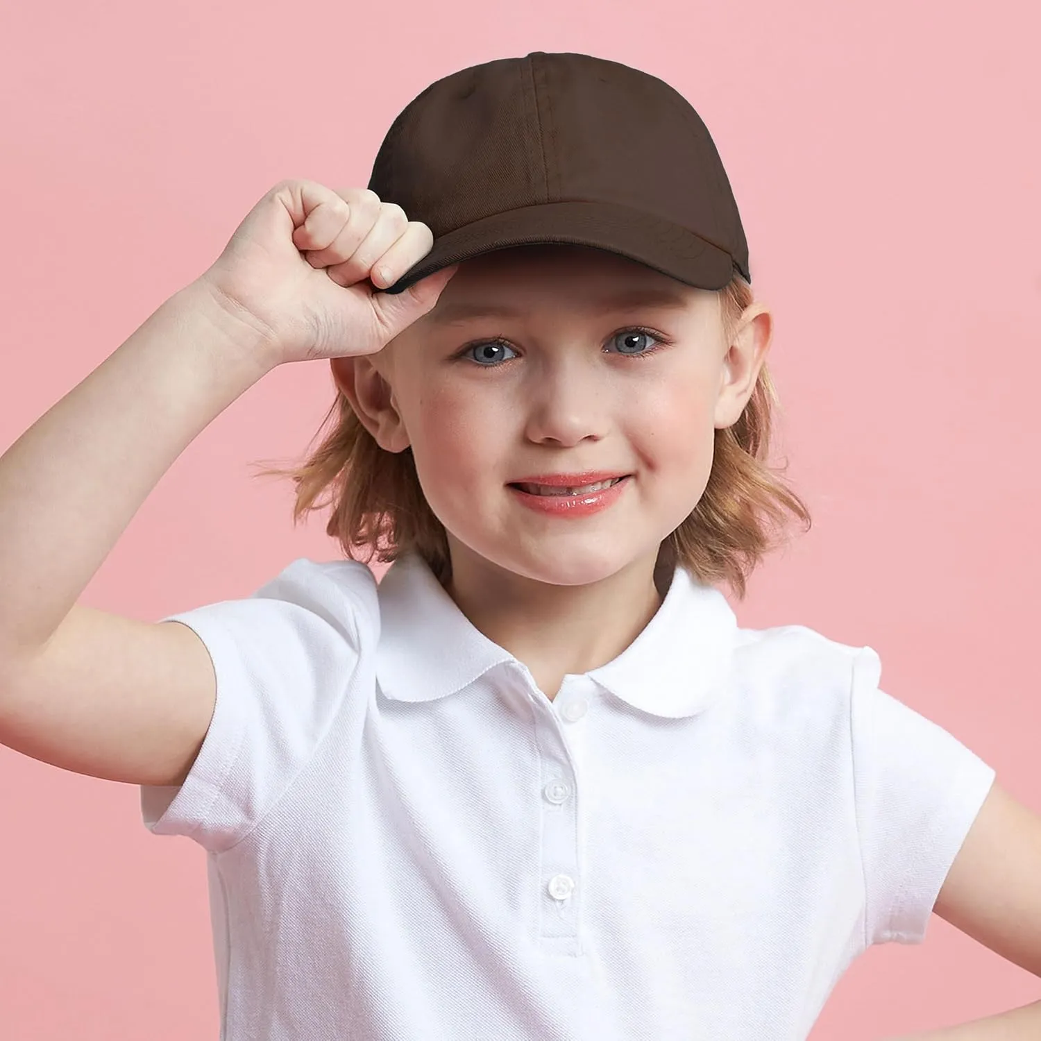 Kids Washed Low Profile Cotton and Denim UPF 50  Plain Baseball Cap Hat