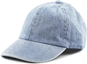 Kids Washed Low Profile Cotton and Denim UPF 50  Plain Baseball Cap Hat