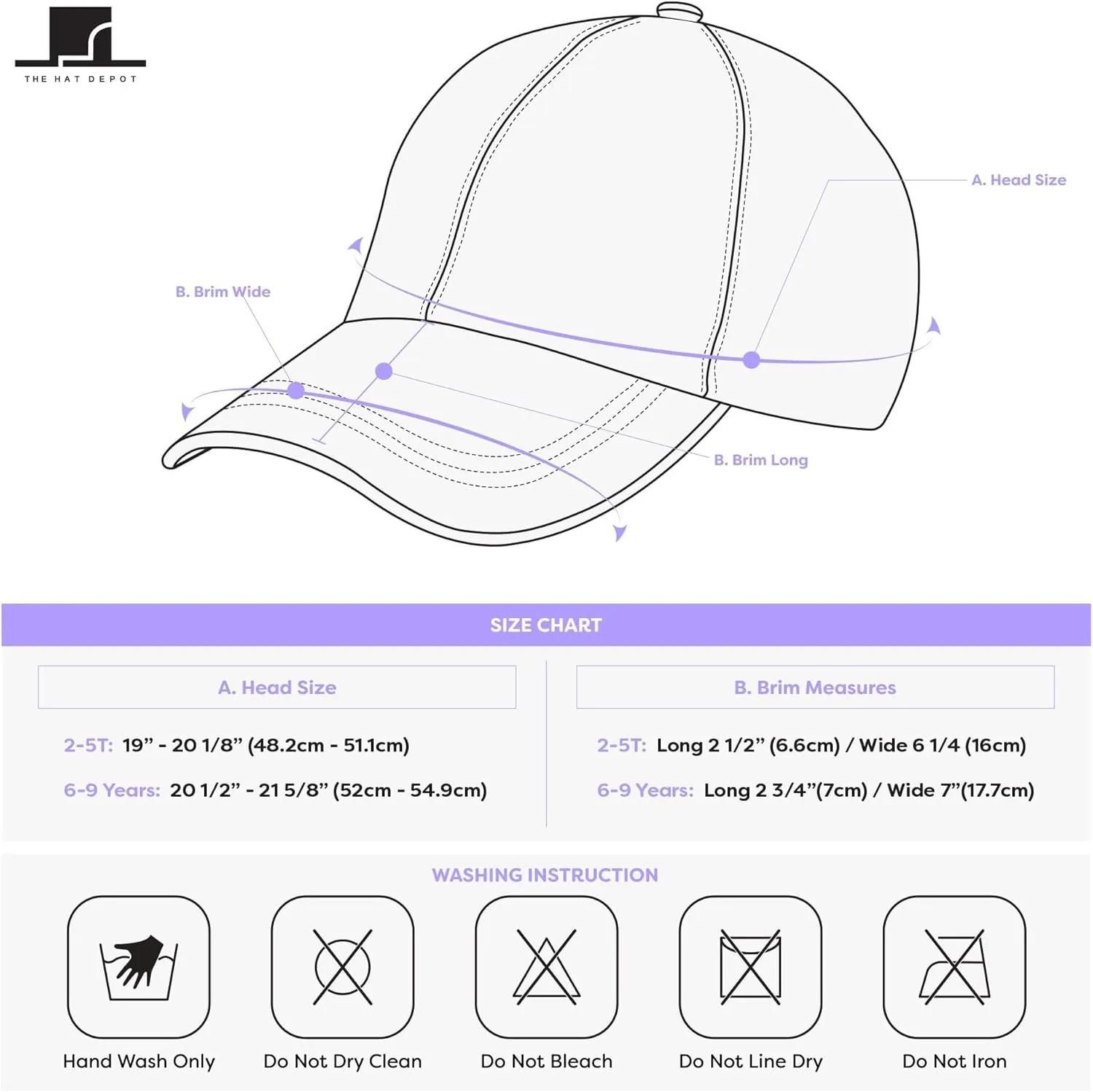 Kids Washed Low Profile Cotton and Denim UPF 50  Plain Baseball Cap Hat