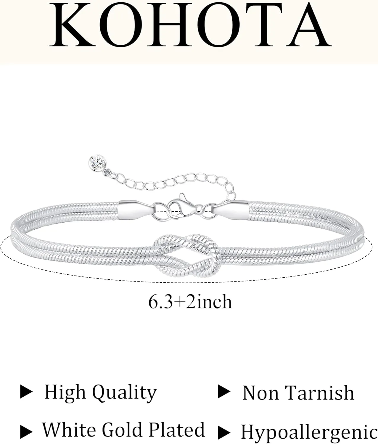 KOHOTA Silver Gold Bracelets for Women Trendy 14K Gold Plated Bracelet for Women Non Tarnish Dainty Stackable Layered Chain Heart Pearl Knot Beaded Bracelets Stack Set Charm Mothers Day Jewelry Gifts