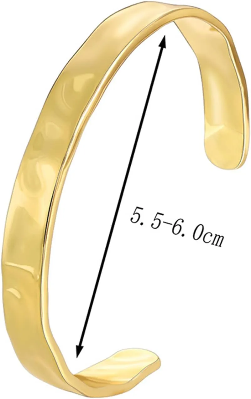 KOLODOGO Gold Cuff Bracelets for Women Hammered Irregular Cuff Bracelet Chunky Adjustable Open Bangles Gold Textured Arm Cuff Fashion Jewelry Gifts
