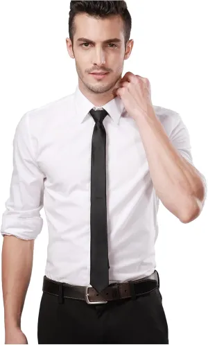 Landisun Black Tie Men Women Solid Skinny Ties Slim Ties Satin Tie