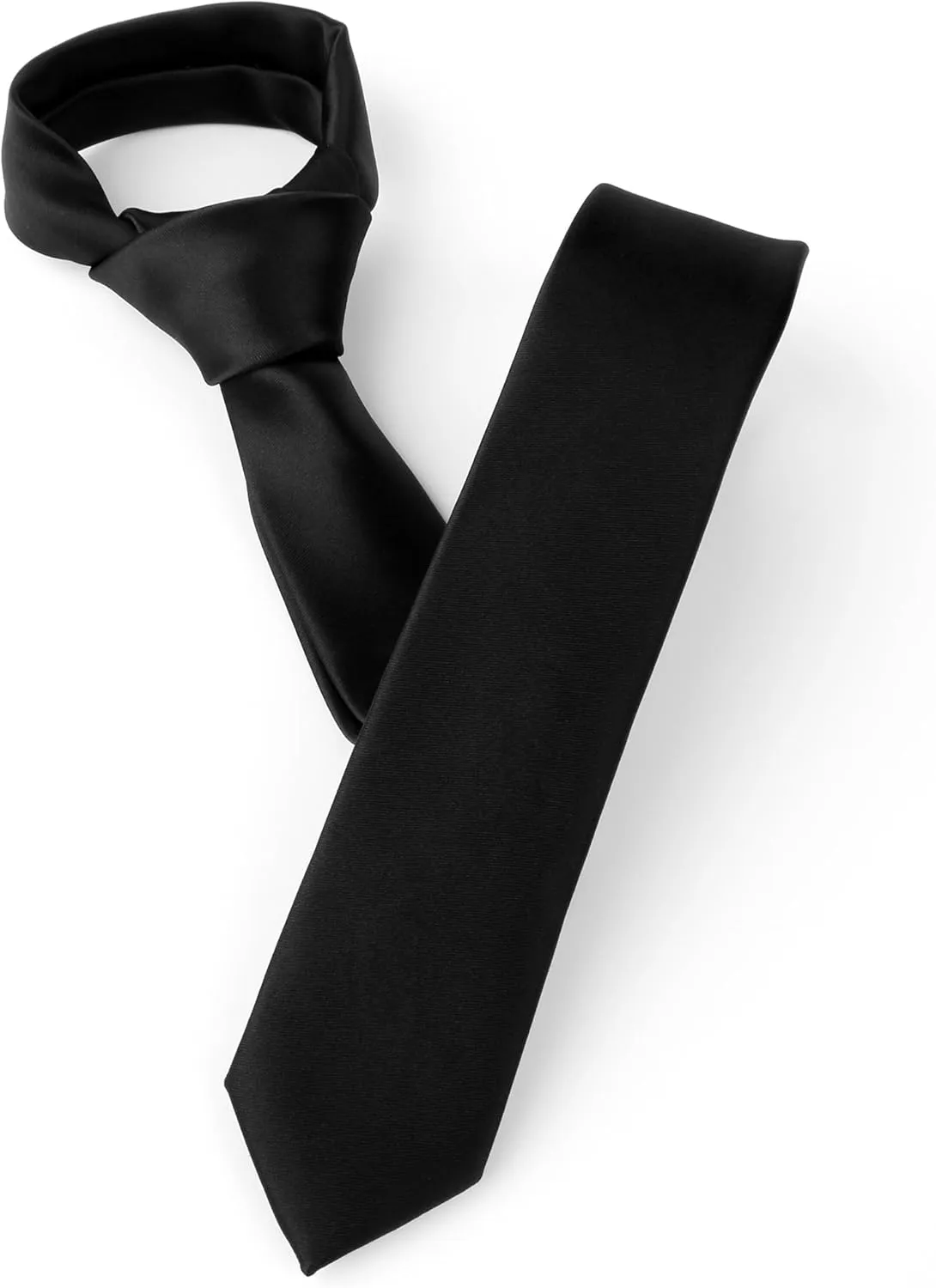 Landisun Black Tie Men Women Solid Skinny Ties Slim Ties Satin Tie