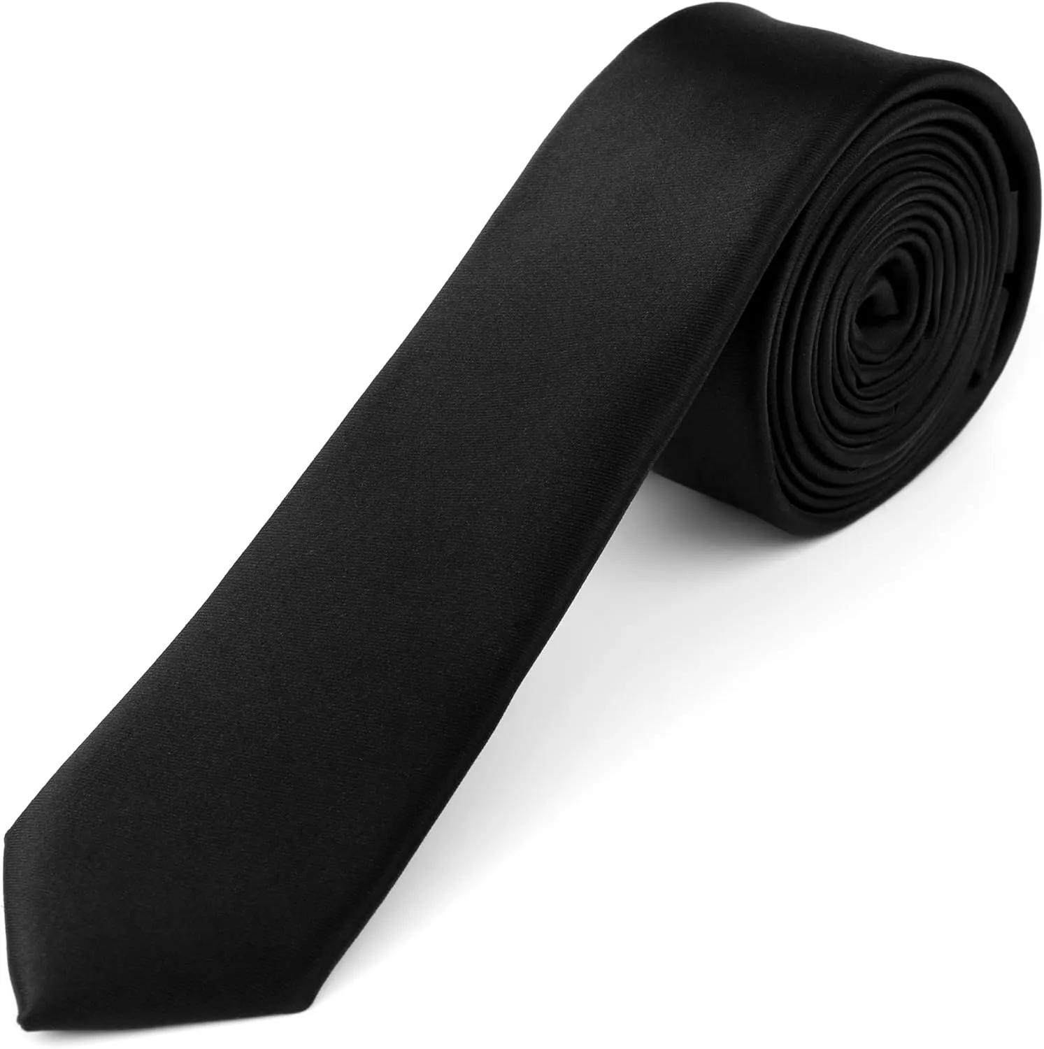 Landisun Black Tie Men Women Solid Skinny Ties Slim Ties Satin Tie