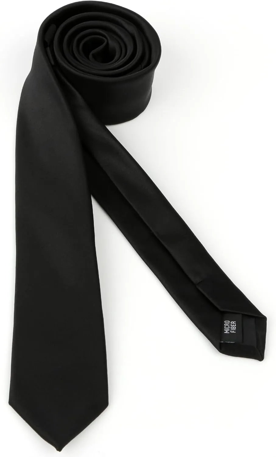 Landisun Black Tie Men Women Solid Skinny Ties Slim Ties Satin Tie