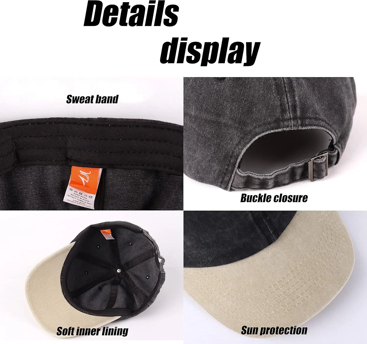 LANGZHEN Unisex Baseball Cap 100% Cotton Fits Men Women Washed Denim Adjustable Dad Hat