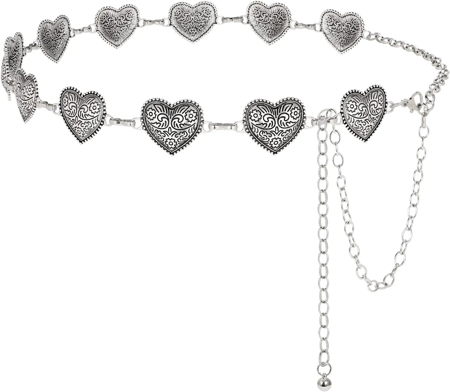 LEACOOLKEY Western Metal Concho Belt for Women Cowgirl Boho Waist Chain Belt for Dresses Jeans Pants