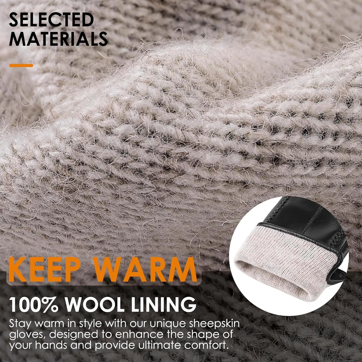 Leather Gloves for Women Genuine Lambskin, Womens Gloves Warm Wool Lined, Winter Gloves Touchscreen Texting Driving