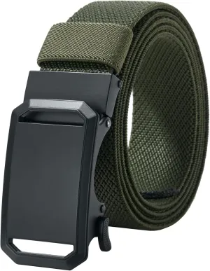 LionVII Ratchet Elastic Stretch Belts, 1 3/8" Belt for Men with Automatic Buckle for Men, Adjustable Trim to Fit 27-49" Waist