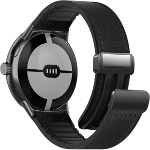 Magnetic Leather Watch Band Compatible with Google Pixel Watch 2 3 1 41mm Magnetic Buckle Design Adjustable Classic Wristbands Accessories Replacement Straps for Men and Women