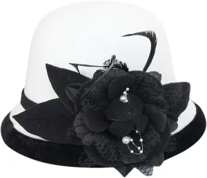 Men Women Roll-up Brim Fedora Bucket Caps Valentines Classic Round Bowler Hats Bow Cloche Hat Party Costume