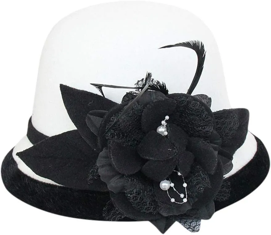 Men Women Roll-up Brim Fedora Bucket Caps Valentines Classic Round Bowler Hats Bow Cloche Hat Party Costume