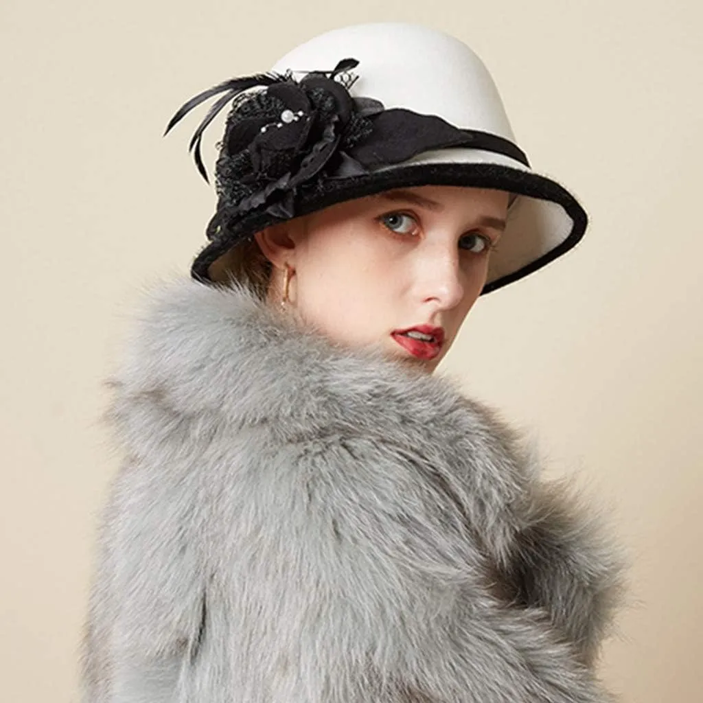 Men Women Roll-up Brim Fedora Bucket Caps Valentines Classic Round Bowler Hats Bow Cloche Hat Party Costume