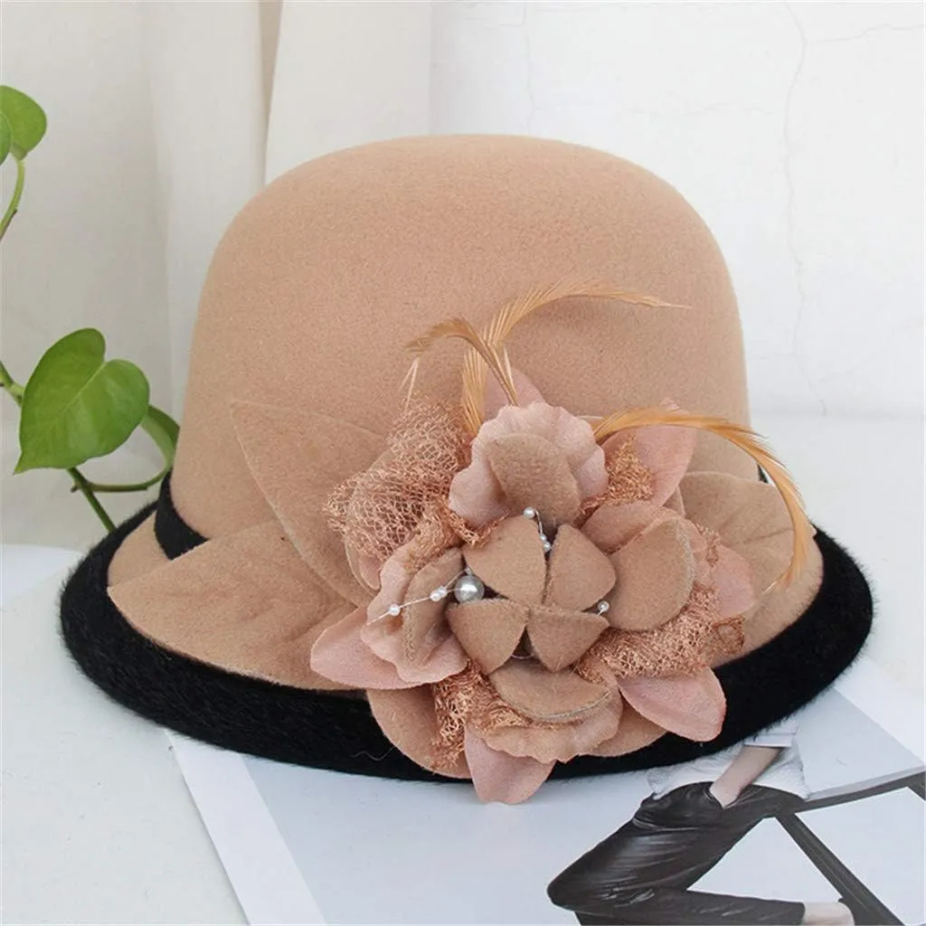 Men Women Roll-up Brim Fedora Bucket Caps Valentines Classic Round Bowler Hats Bow Cloche Hat Party Costume